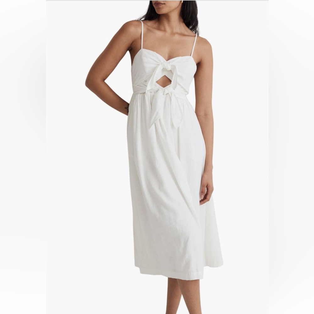 Madewell Double-Tie Cutout Sweetheart Midi Dress, size 4